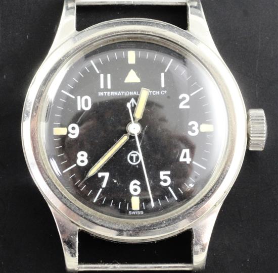 A 1950s stainless steel IWC military issue MkII Pilots manual wind wrist watch,
